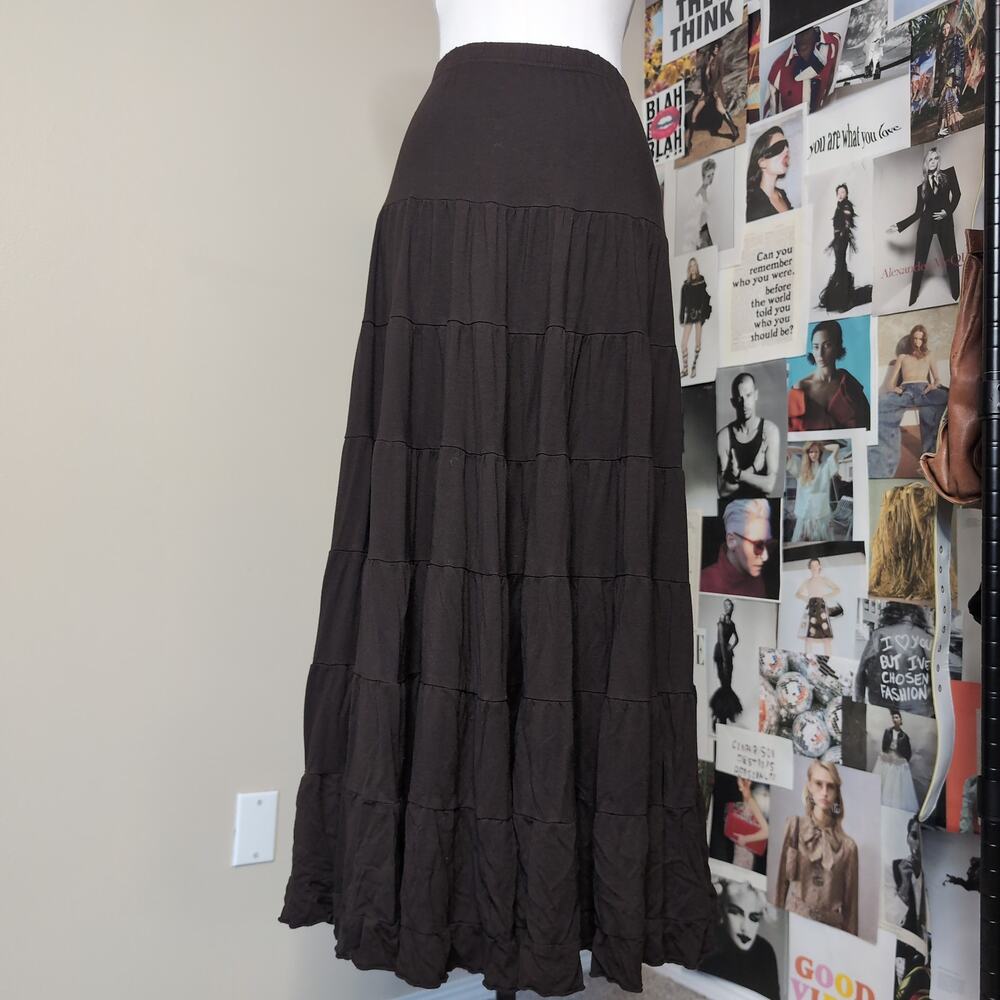 Tiered Ruffle Hem Maxi Skirt Boho